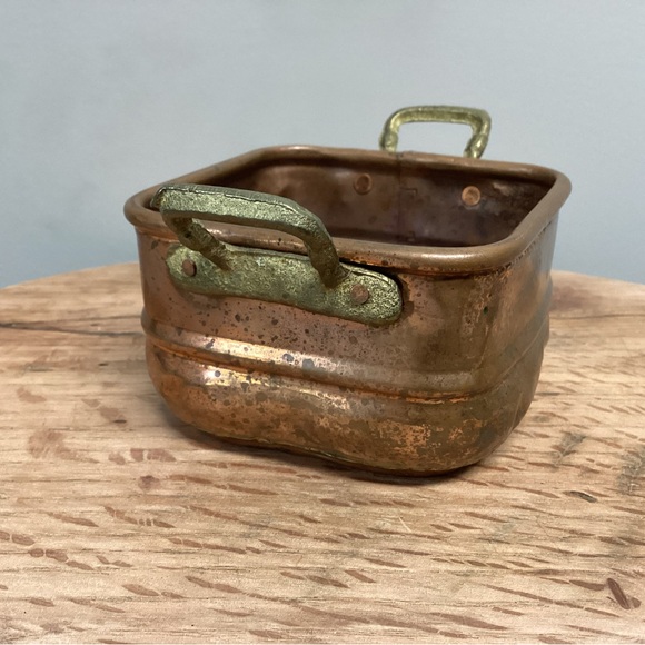 🟡 Vintage - Copper Pot w / Brass Handles - Old/Unique Craftsmanship - Farmhouse - Picture 6 of 14